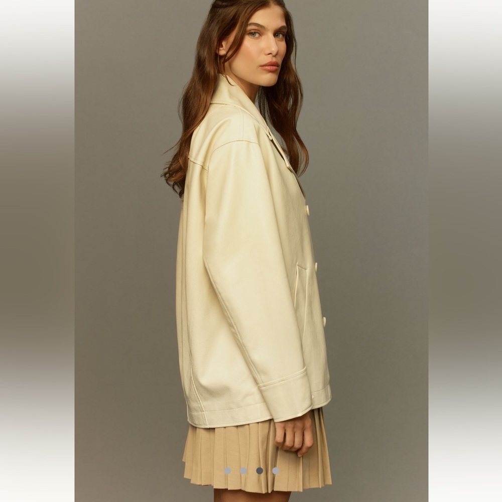 Anthropologie Maeve Faux Leather Cocoon Blazer - Picture 3 of 13